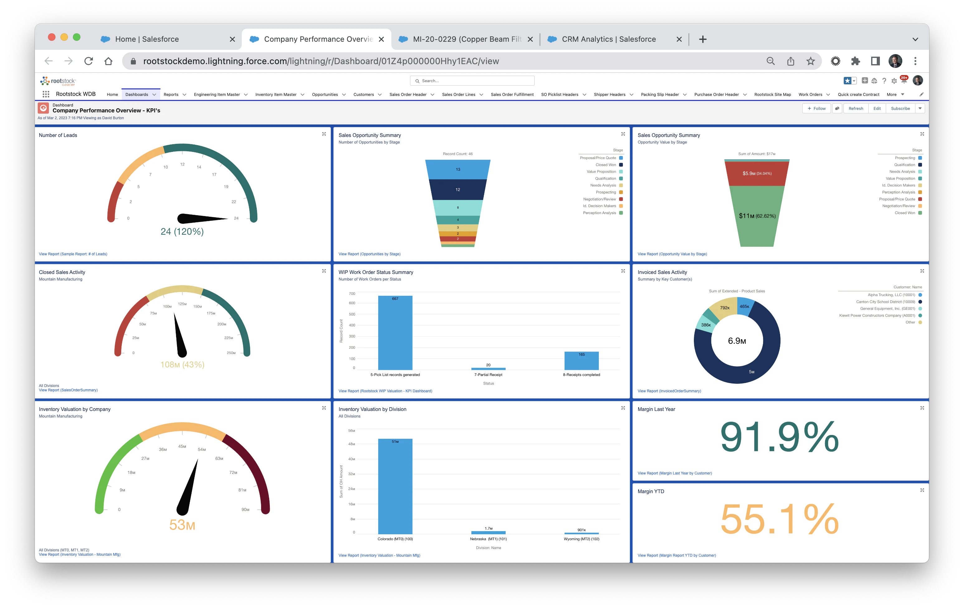 screenshot of Rootstock Manufacturing ERP
